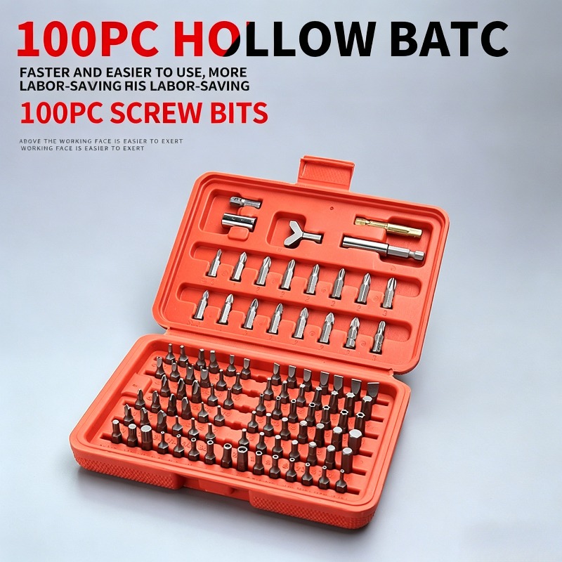 Workshop Tools Uses - 100PCS Screwdriver Bit Set, Hollow Security